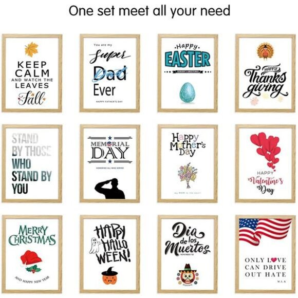 Farmhouse Wall Decor Sign with 12 Interchangeable Pictures for Fall Decor - Picture 3 of 6